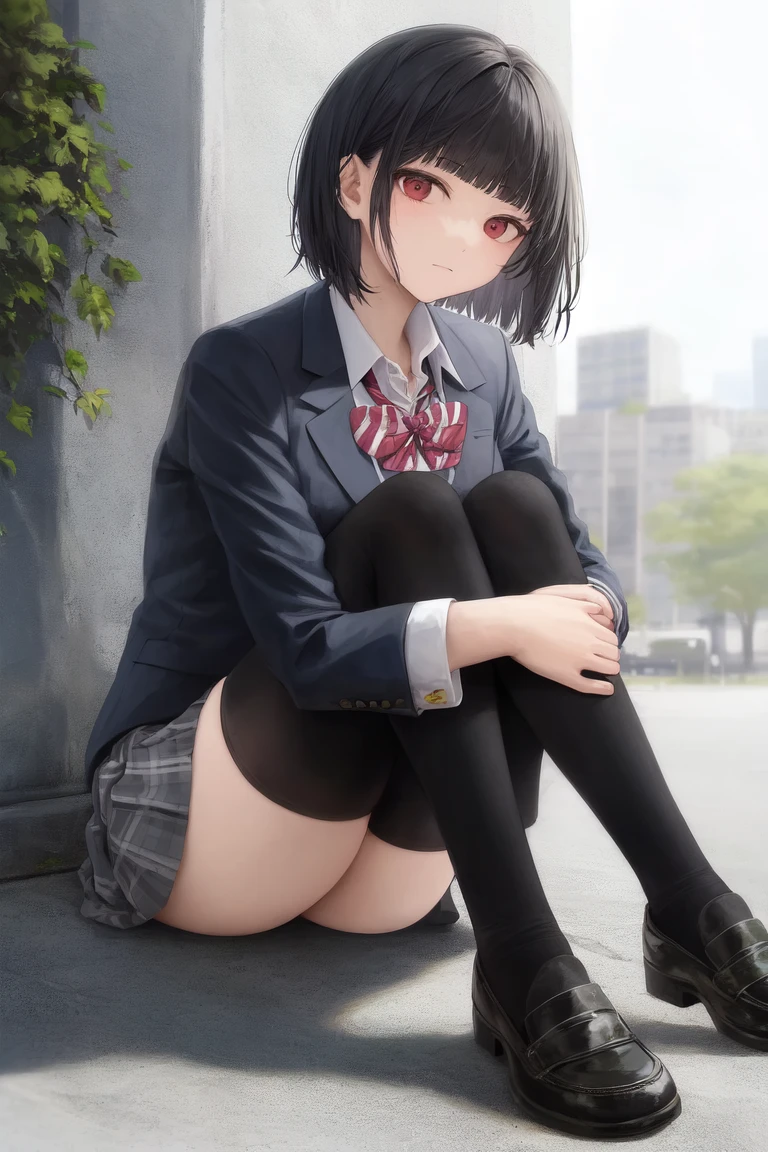 [Holara] сидеть в спортзале челка прямые волосы школьная форма короткие волосы [Иллюстрация]